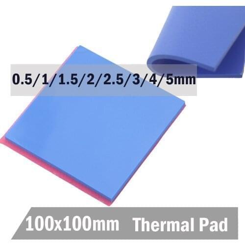 Gdstime 100x100mm 10cm 0.5mm 1mm 1.5mm 2mm 3mm 4mm 4mm thickness Blue Silicone Conductive Heatsink Compound Thermal Pad