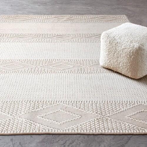 India Handmade Wool Living Room Carpet Modern Hand Woven Bedroom Rug Home Decor Nordic Morocco Style Rugs and Carpet Table Mat
