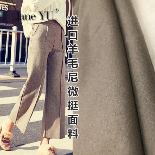 JaneYU Winter Deep Grey Wool Fabric Foreign Trade Pure Wool Thickening Cashmere Fabric Wool Fabric Coat Dress Pants Fabric