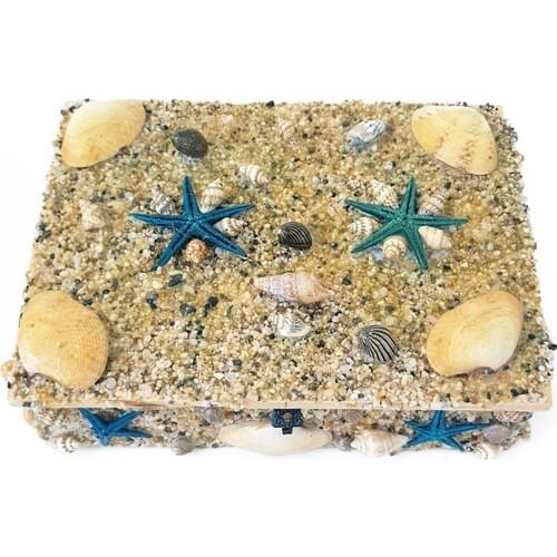Kefelim Sea Shell and Sea Sand Coated Handmade Jewelry Jewelry Box 18x13 cm MKT08