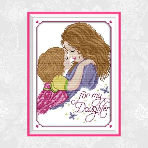 Mother-daughter Love DIY Handwork Cross Stitch Kits 14CT 11CT Printed Canvas Fabric Cross-Stitch Semi-finished Embroidery Sets