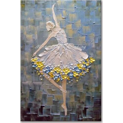 Mintura Hand Painted Oil Paintings on Canva Beautiful Ballet Dancer Wall Picture for Living Room Morden Home Decor Art No Framed