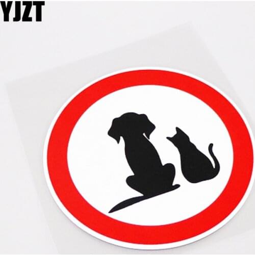 YJZT 11.3CM*11.3CM Fashion Reflective Cat And Dog Warning Mark Car Sticker Decal Decor PVC 13-0992
