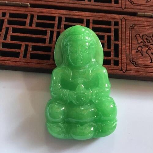 Natural Myanmar jade hand-carved guanyin green jade pendant necklace emerald pendants jadeite jade jewelry men women