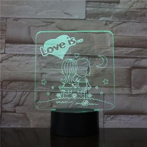 Cartoon lovers 3D Night Light LED 7 Colors USB 3D Illusion Table Lamp For Home Decorative Wedding Party Decor Best Gift 1834