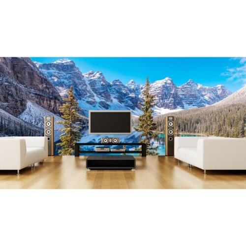 The latest 3D large murals, snow capped mountains forest landscape , living room, sofa TV background bedroom wall paper