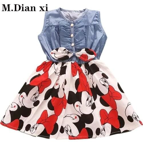 Minnie Girl Baptism New 2021 Sleeveless Kids Dress Girls Clothes Party Princess Vestidos 6 7 8 Birthday Cowboy Dress