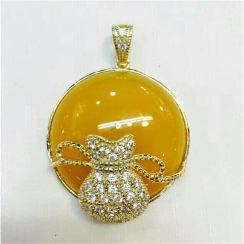 Natural chalcedony inlaid pendant generations with money pendant pendant for men and women cb21