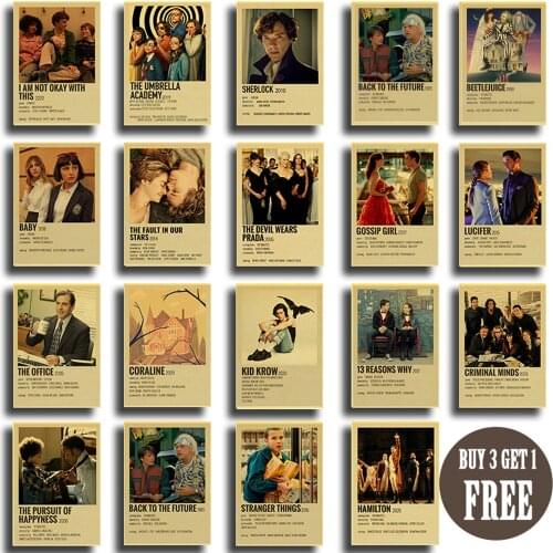 25 types of Classic Movie Posters Film Details Lucifer Beetlejuice Back to the future Retro Poster Home Room Decor Art Painting