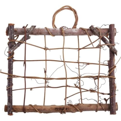 R7RC Rustic Style Air Plant Frame Holder Air Plant Rattan Frame Tillandsia Holder