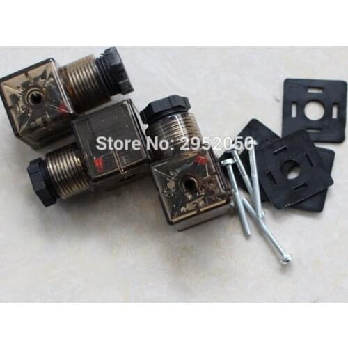 Free Shipping 50PCS DIN Connector Box With Screw And Gasket Solenoids Coil Connector DIN43650A Led Indicator for AC voltage