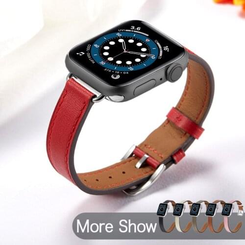 Real Leather Watchband For Apple Watch Series 6 5 4 3 Series SE Watch Strap Smartwatch Bracelet Women Wrist Band 44/40mm 38/42mm