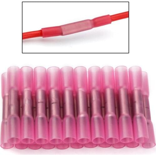 50PCS Heat Shrink Terminals Insulated&Waterproof Seal Butt Electrical Wire Crimp/Shrinkable Terminal Connector Set 22-18 AWG