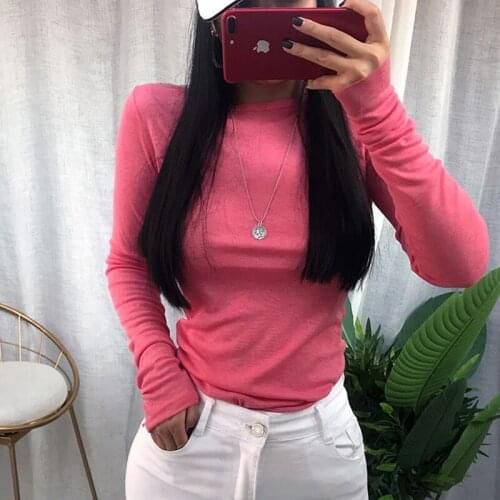 Thin Tshirt Women Korean Style Slim Sexy High Elasticity T-Shirt 2021 Spring Autumn Woman Clothes Womens Tops Tee Shirt Femme