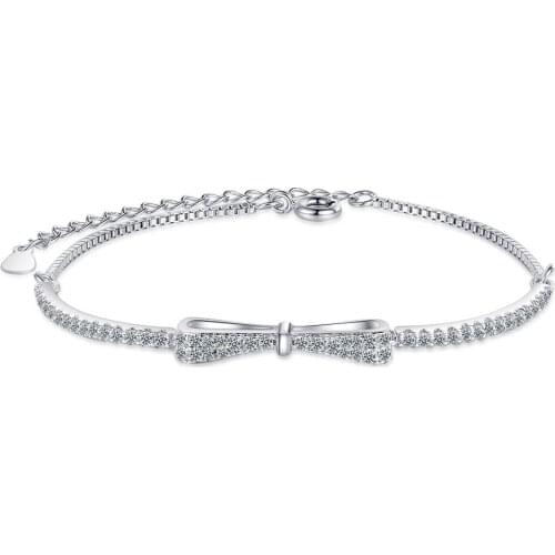 WANGAIYAO Bowknot Bracelet Micro-inlaid Zircon Bracelet French Style Elegant Niche Temperament Cold Wind