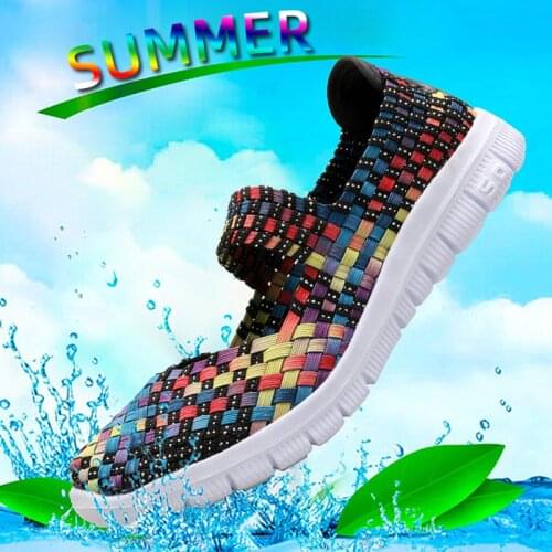 2020 Summer Handmade WeaveWomens Breathable Walking Running Sport Women Shoes Anti Slip Lightweight Flats Mother Gift Plus Size