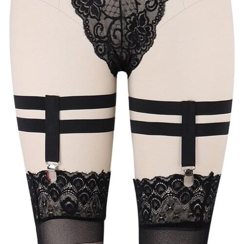 Women Garter Belt Black Body Harneess Pastel Goth Sexy Wedding Garter Bondage Lingerie Clip Stockings Leg Harness
