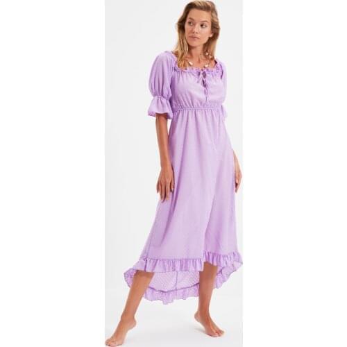 Trendyol Textured Carmen Collar Beach Dress TBESS21EL4437