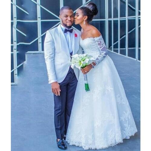 Robe De Mariee Dubai white Wedding Dress Luxury Appliques Lace Wedding Gown Custom Made Dresses Wedding Vestidos De Novia 2021