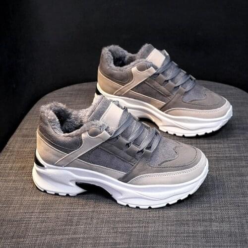 2019 Winter Platform Sneakers Winter Plush Casual Shoes Vulcanized Sneakers for Women Female Lace Up Ladies Shoes U13-94
