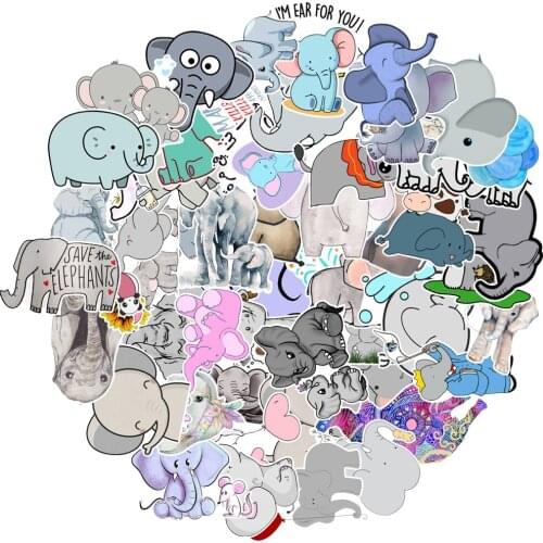 10/50pcs/lot Waterproof Cute Elephant Sticker Cartoon Animal Stickers for DIY Car Laptop Phone Bicycle Suitcase Decal Kids Gift