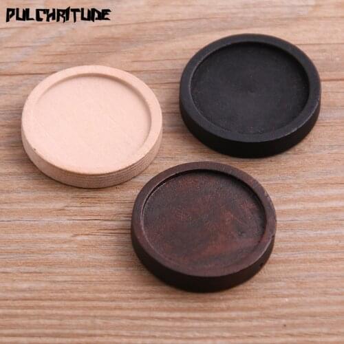 10pcs/lot 25mm Inner Size Three Color Round Wood Cabochon Base Setting Charms Pendant Necklace Findings P6945