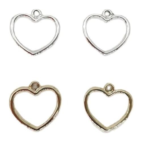 12pcs Gold Color Heart Pendant Charms DIY Jewelry Making Findings Handmade Bracelet Earring Making Jewelry Accessories