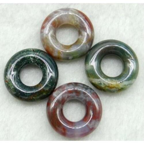 15mm Natural Stone Crystal Quartz Tiger Opal Eye Circle Donut Charms Pendant For Diy Jewelry Making Necklace Earrings 2pc