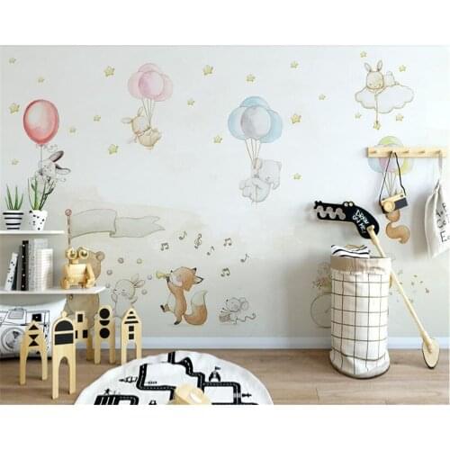 Beibehang Nordic simple personality silk cloth papel de parede 3d wallpaper cute animal balloon childrens house papier peint