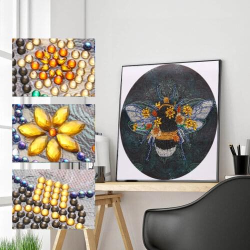 5D DIY Special Shaped Diamond Painting Little Bee Partial Rhinestone Diamond Embroidery Cross Stitch Kit Art Painting Home Decor