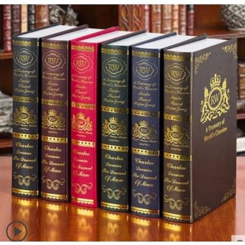 6PC Vintage decoration book gilding Maya simulation bookcase prop false book model simple home English modern series