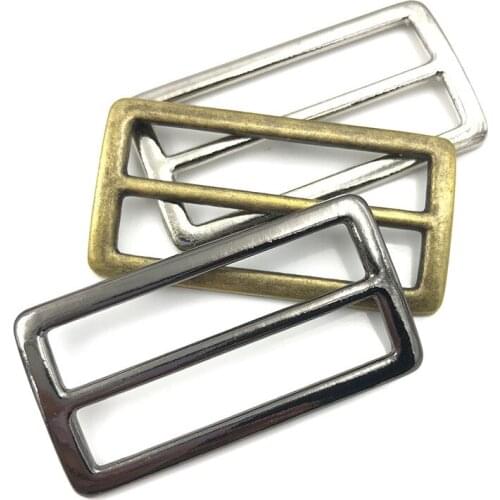 60pcs 1-1/2 inch Slider Webbing Strap Tri Glide Buckles Zinc Alloy Tri-Glide Slide Buttons Fasteners (Silver Gun Metal Bronze)