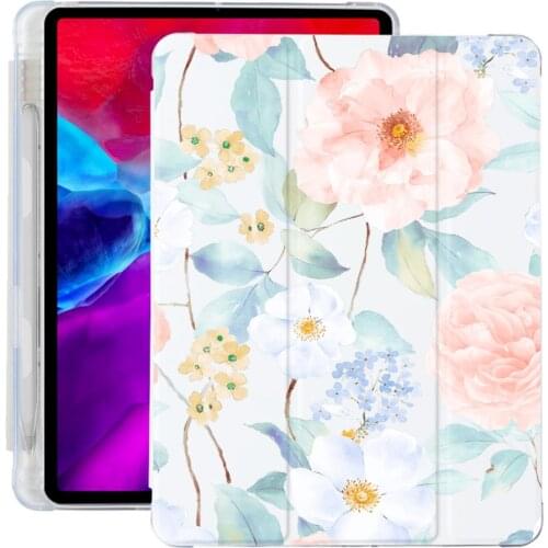 Flowers ipad Cover For Air 4 Silicone Case iPad Pro 2020 10.5 with Pencil Holder 10.2 inch 8th Generation 7th 12.9 Pro 2018 Mini