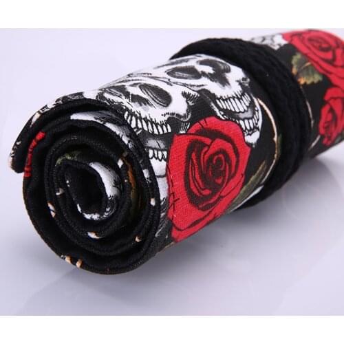 36/48/72 Holes Storage Pencil Box Case School Supplies Holder Wrap Roll Up Pen Makeup Bag Kawaii Stationery