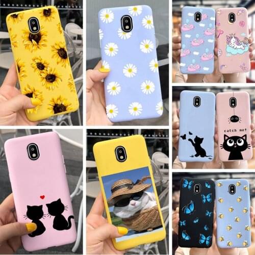 Phone Case For Samsung Galaxy J3 2017 Cases Soft Silicone Flower Cat Pets Paint Back Cover For Samsung J3 Pro J330 J32017 Coque