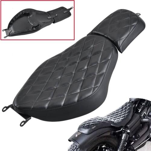 Black Solo Rider Seat Two-Up Seat Pad Rear Passenger Pillion For Harley Sportster XL 883 1200 48 72 Custom 2004- 2018