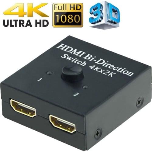 Mini 2 Ports Bi-directional 4K HDMI Splitter HDMI Switch Hub Box 1X2 2X1 Split 1 In 2 Out Amplifier 1080P 4Kx2K HDMI Switcher