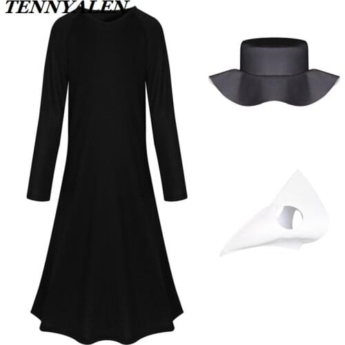 SCP Foundation 2020 Urban Horror Legend SCP Plague doctor Cosplay Costume Kids Halloween Costume Carnival Mask Hat Clothes 5-12Y