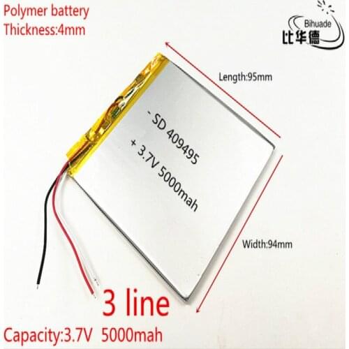 3 line 3.7V,5000mAH 409495 (polymer lithium ion battery) Li-ion battery for tablet pc 7 inch 8 inch 9inch