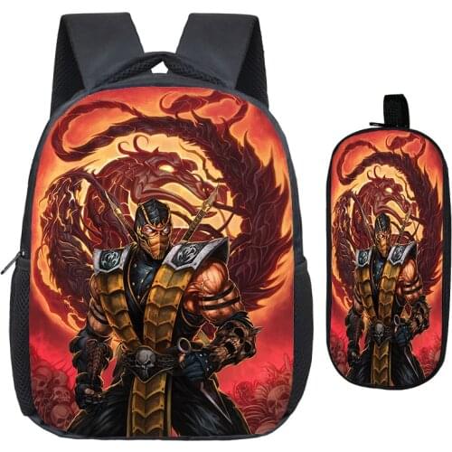 Cute Scorpion In Mortal Kombat X Mask 2Pcs/Sets Backpack School Bags Beautiful Printing Bags Beautiful Kindergarten Backpack2021