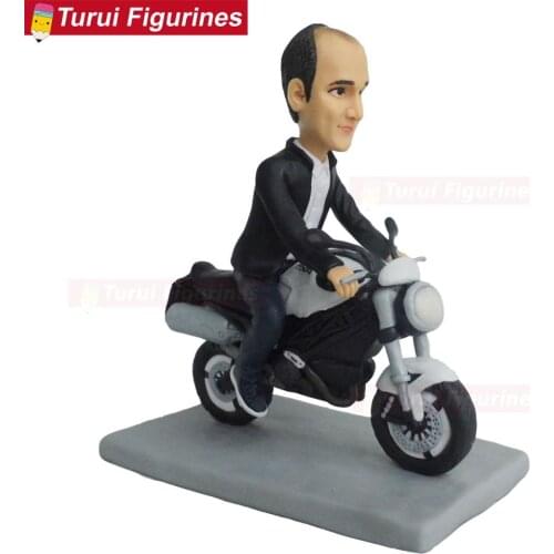 Motorcycle enthusiast statue bobblehead doll personalized cake toppers cake decorating