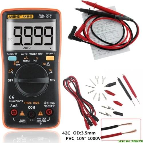 AN8009 True-RMS Auto Range Digital Multimeter NCV Ohmmeter AC/DC Voltage Ammeter Meter temperature measurement
