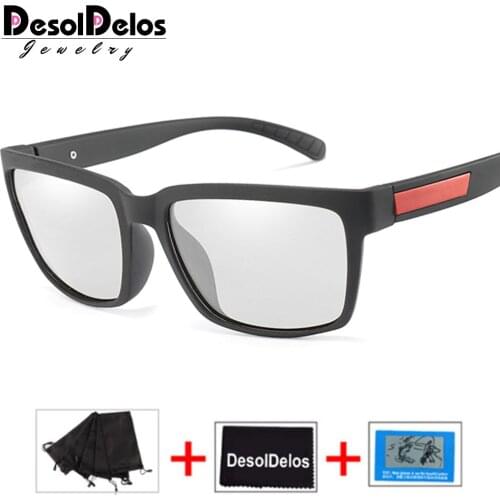 2022 Driving Photochromic Sunglasses Men Polarized Chameleon Discoloration Sun glasses for men fashion rimless square sunglasses