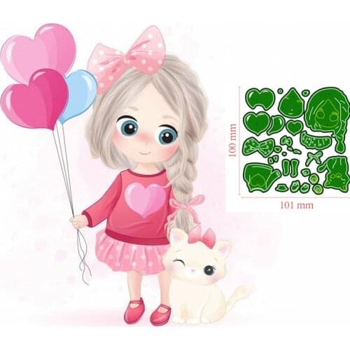 Metal Cutting Dies Girl and cat DIY Scrapbooking Paper Cards Decorative Craft Embossing