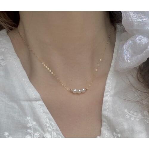 New Arrival Real Pearl Choker Necklace White Color Freshwater Pearl 14k Gold Filled Chain Smiley Face Handmade Fine Jewelry