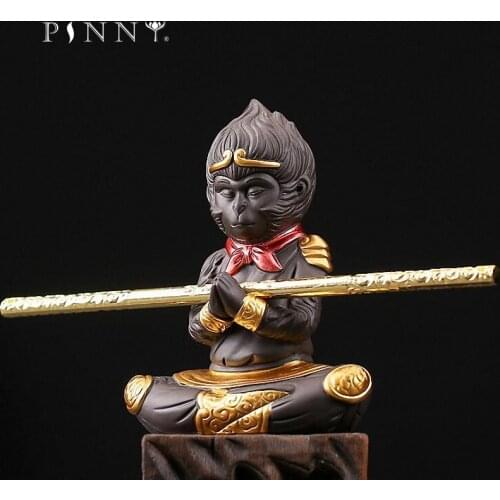 PINNY Purple Clay Monkey King Zen Statues Ceramic Crafts Decorative Buddah Tea Pet Decoration Art Sculpture