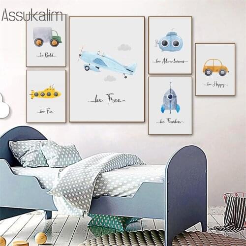 Toy Car Canvas Print Airplane Poster Truck Rocket Painting Nursery Wall Art Posters Nordic Posters And Prints Kids Room Decor