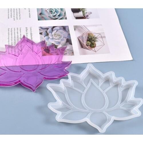 DIY Crafts Jewelry Decorations Making Tools Crystal Epoxy Resin Mold Lotus Coaster Tray Cup Mat Casting Silicone Mould