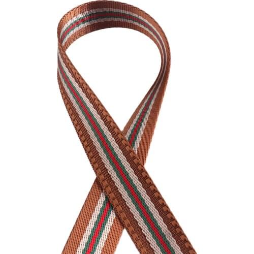 1" Striped Polyester Webbing , Striped Ribbon, Ribbon Tape Trim,Designer Inspired Red Green Stripes