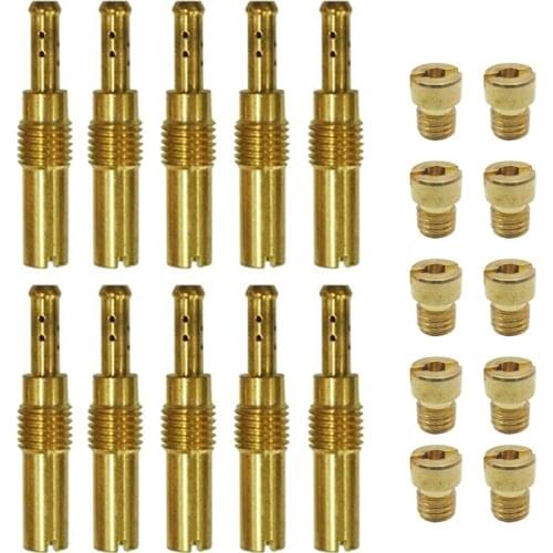 20pcs/Set Car Carburetor Float Converter Nozzle Durable Slow Pilot Jet Main Jet 10 Slow Pilot Jet 10 Main Jet For PWK Keihin OKO